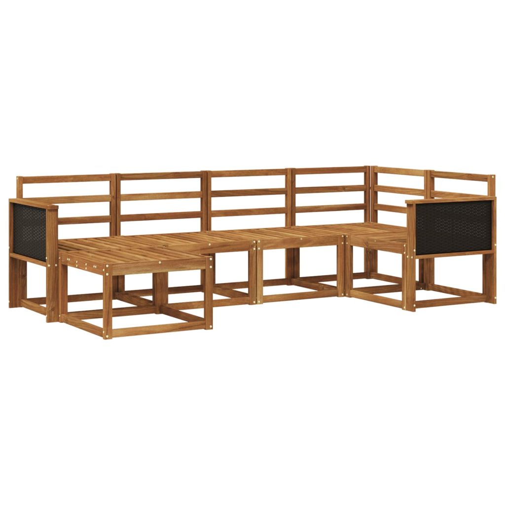 Ulkosohvakokoelma 6 pcs Luonnollinen Tiheä akasiapuu