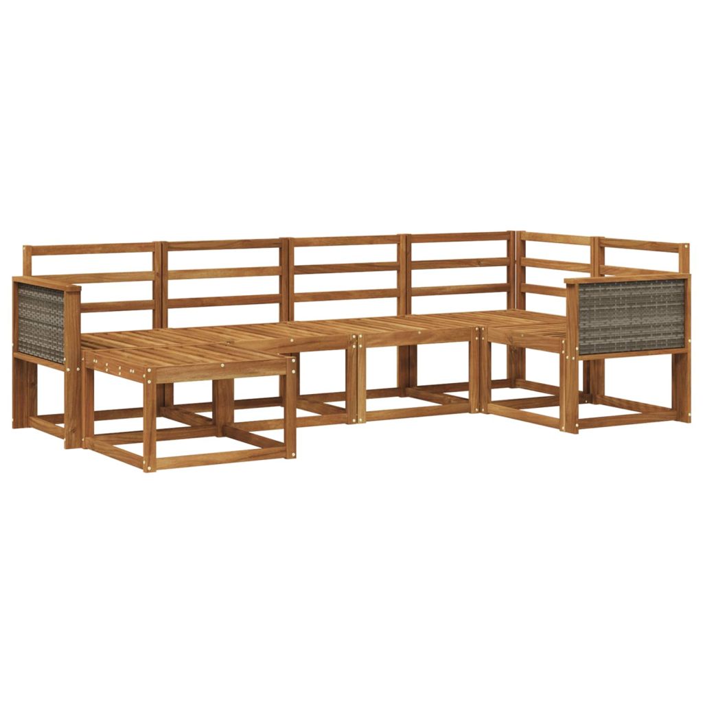 Ulkosohvakokoelma 6 pcs Luonnollinen Tiheä akasiapuu