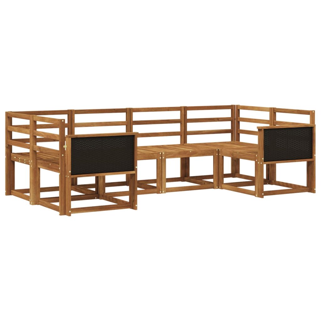 Ulkosohvakokoelma 6 pcs Luonnollinen Tiheä akasiapuu