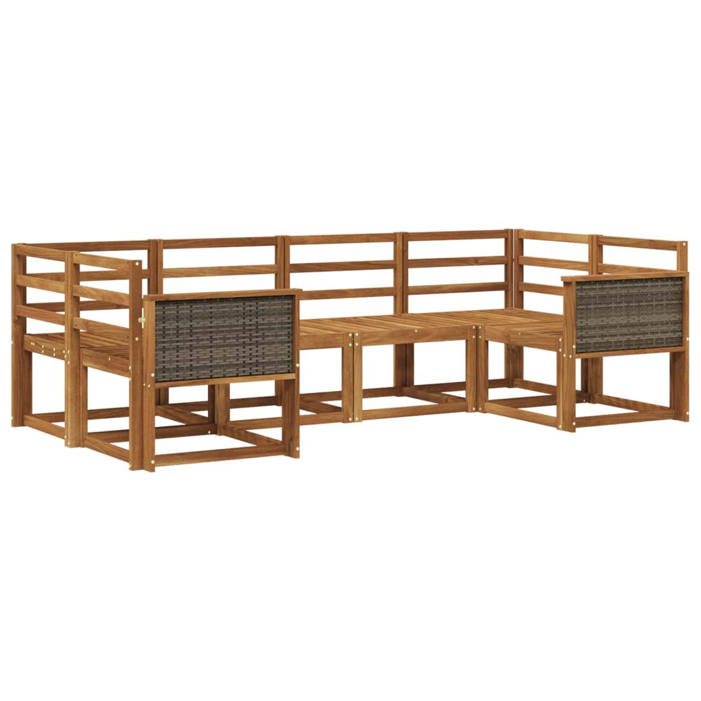 Ulkosohvakokoelma 6 pcs Luonnollinen Tiheä akasiapuu