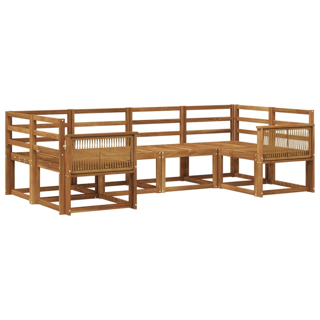 Ulkosohvakokoelma 6 pcs Luonnollinen Tiheä akasiapuu