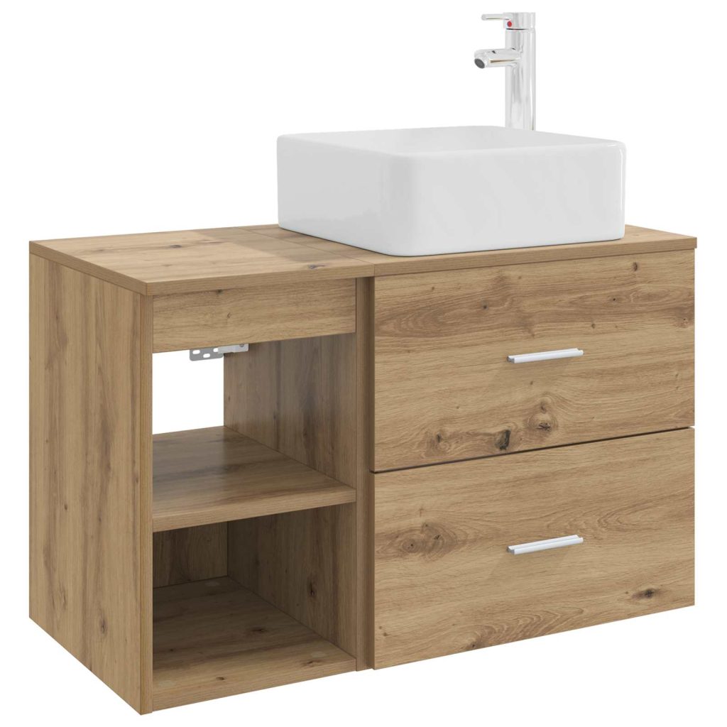 Kylpyhuonekalustesetti 2 pcs Artisaanitammi Tekninen puu