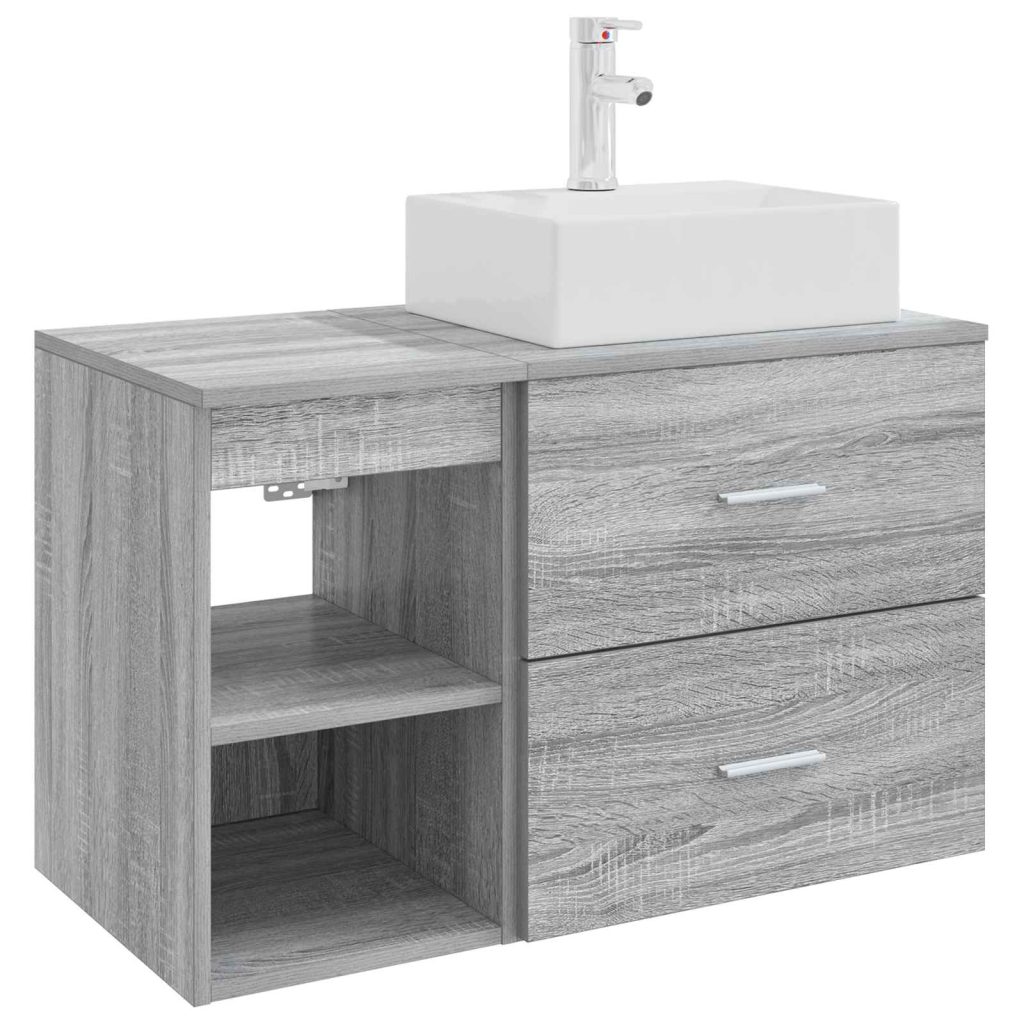Kylpyhuonekalustesetti 2 pcs Harmaa Sonoma Tekninen puu