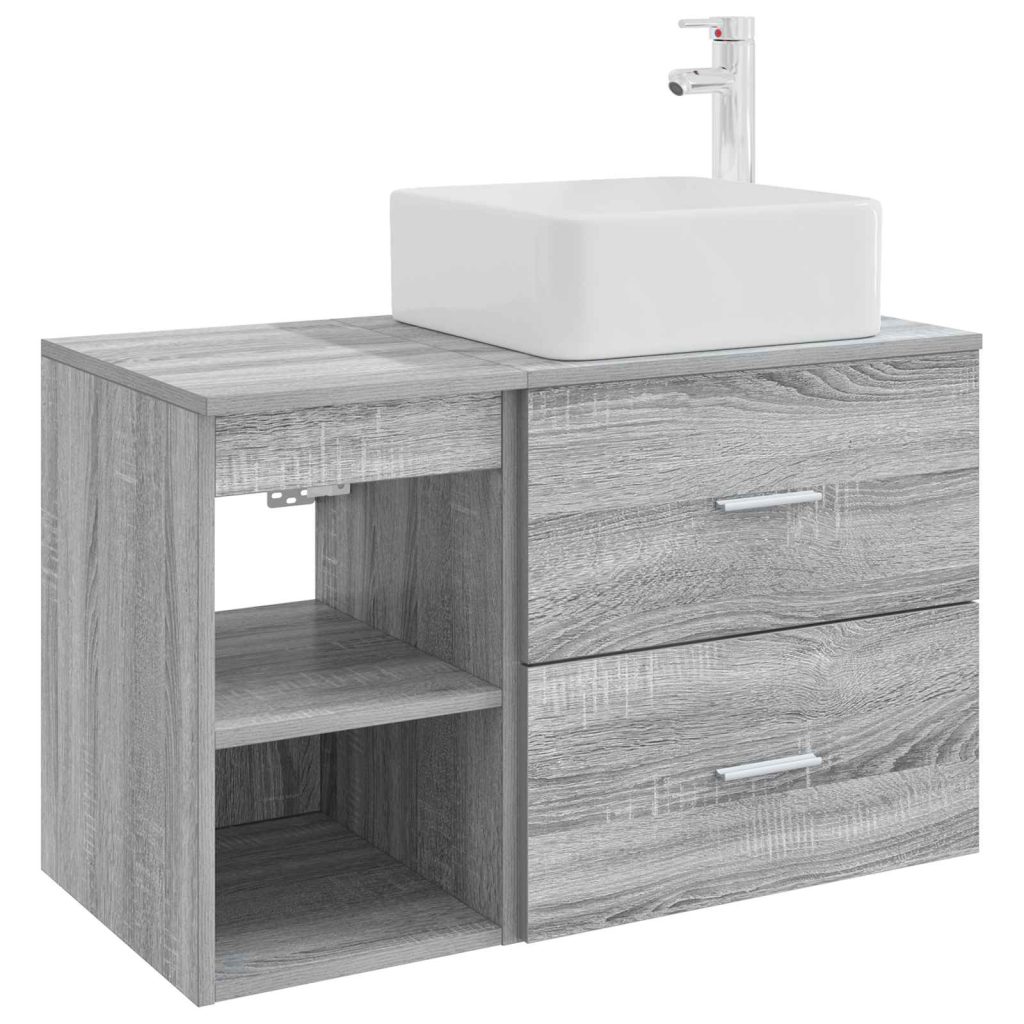 Kylpyhuonekalustesetti 2 pcs Harmaa Sonoma Tekninen puu