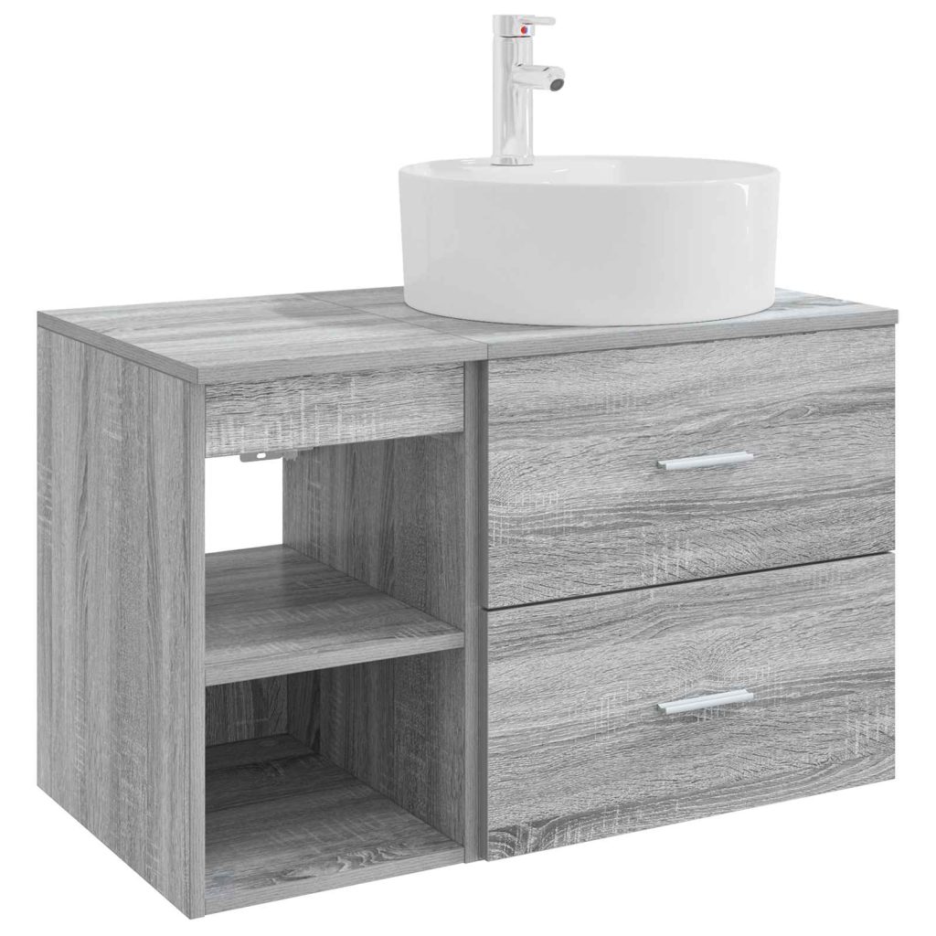 Kylpyhuonekalustesetti 2 pcs Harmaa Sonoma Tekninen puu