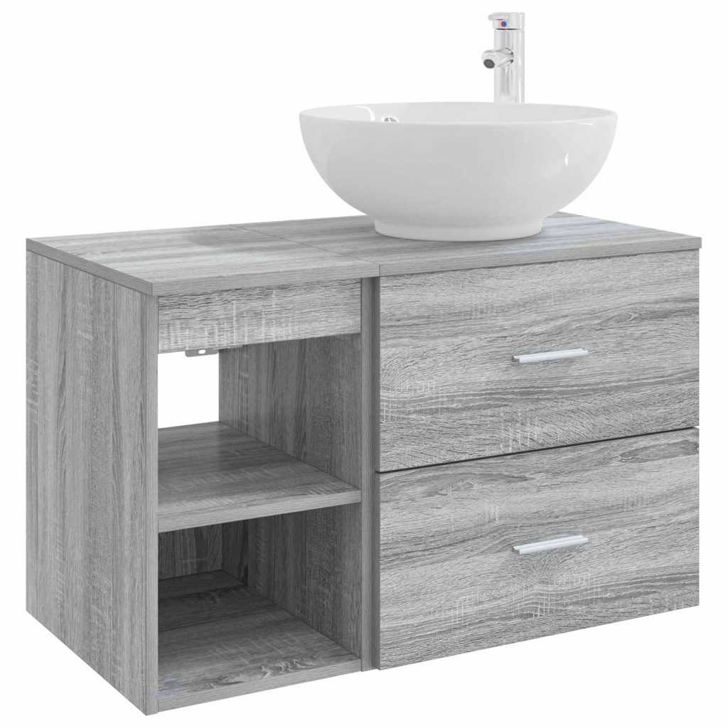 Kylpyhuonekalustesetti 2 pcs Harmaa Sonoma Tekninen puu
