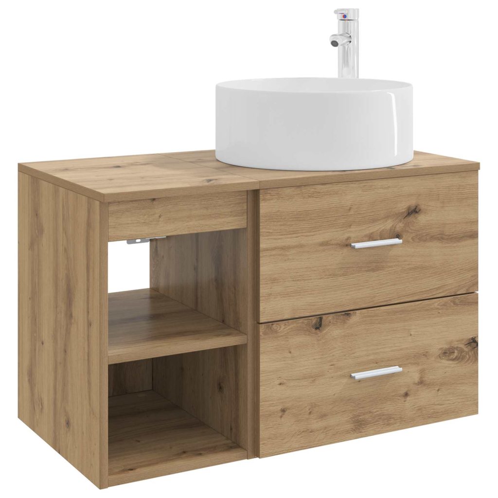 Kylpyhuonekalustesetti 2 pcs Artisaanitammi Tekninen puu