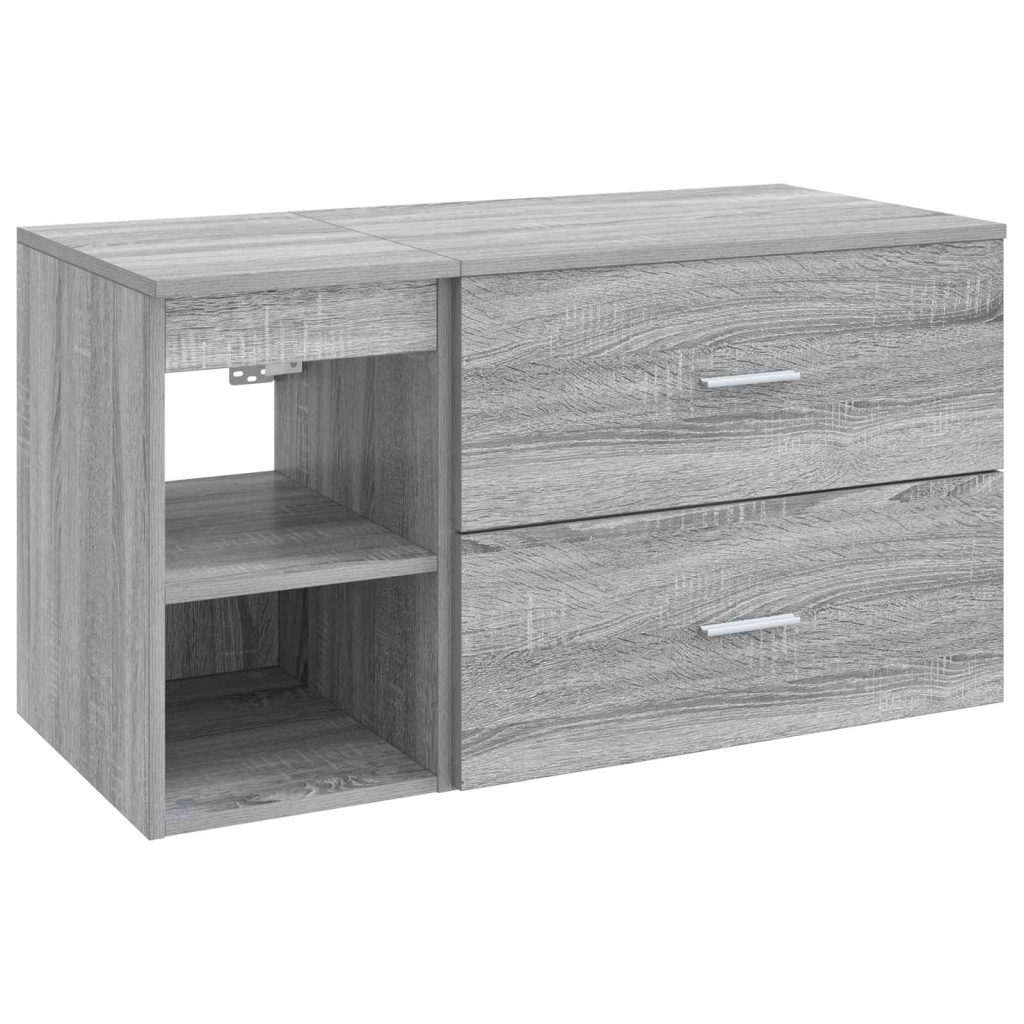Kylpyhuonekalustesetti 2 pcs Harmaa Sonoma Tekninen puu