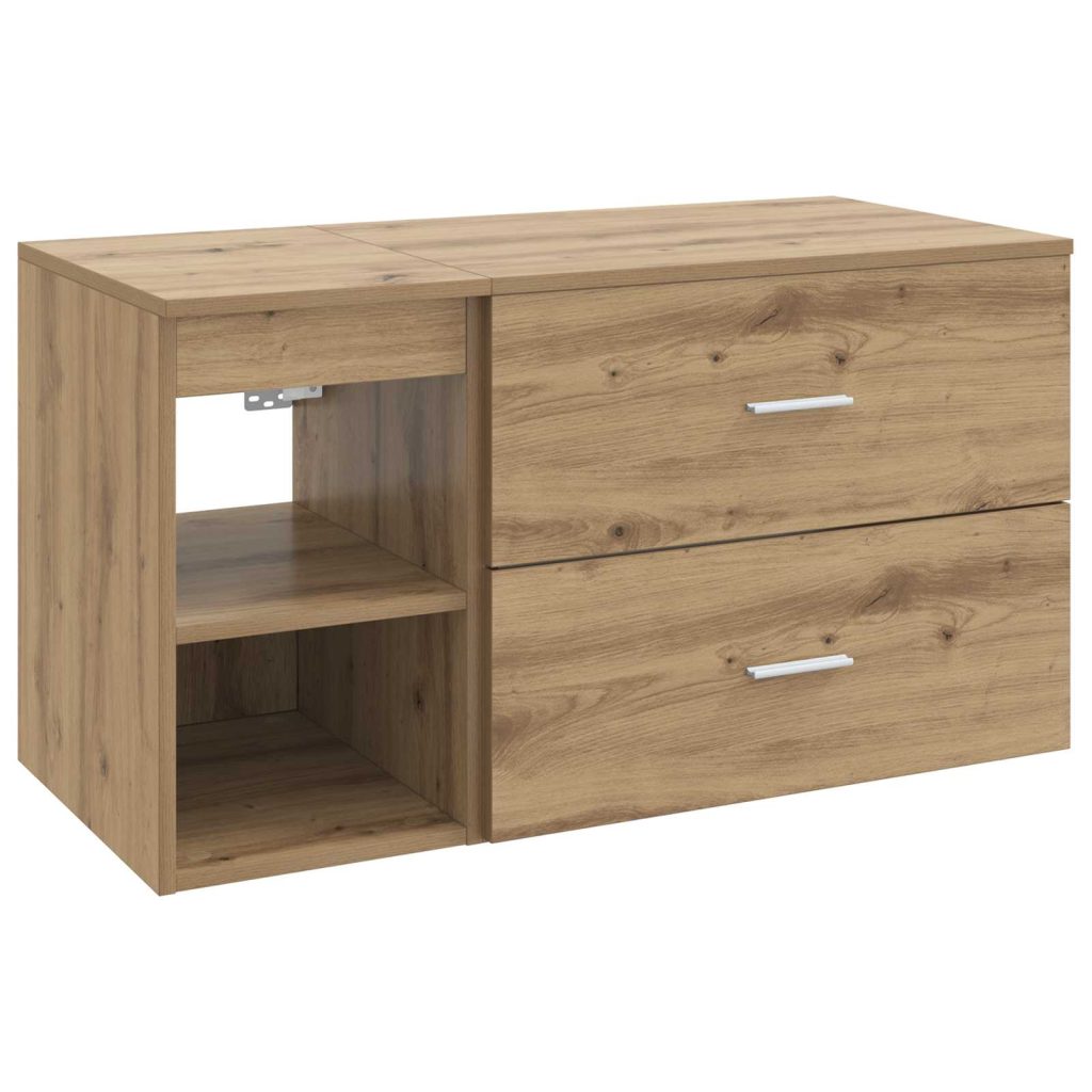 Kylpyhuonekalustesetti 2 pcs Artisaanitammi Tekninen puu