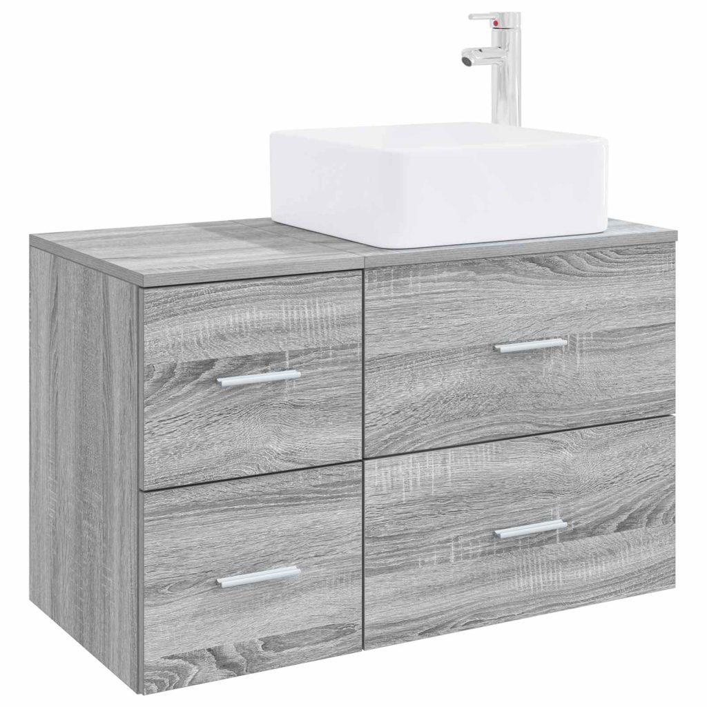 Kylpyhuonekalustesetti 2 pcs Harmaa Sonoma Tekninen puu