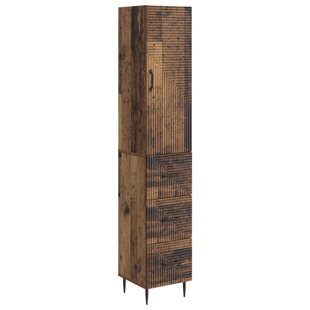 Kaappisarja 2 pcs Vanha puu 33 x 34,5 x 90 cm Tekninen puu