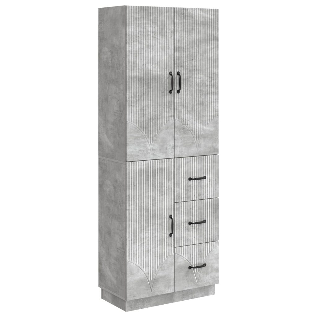 Kaappisarja 2 pcs Betoninharmaa Tekninen puu