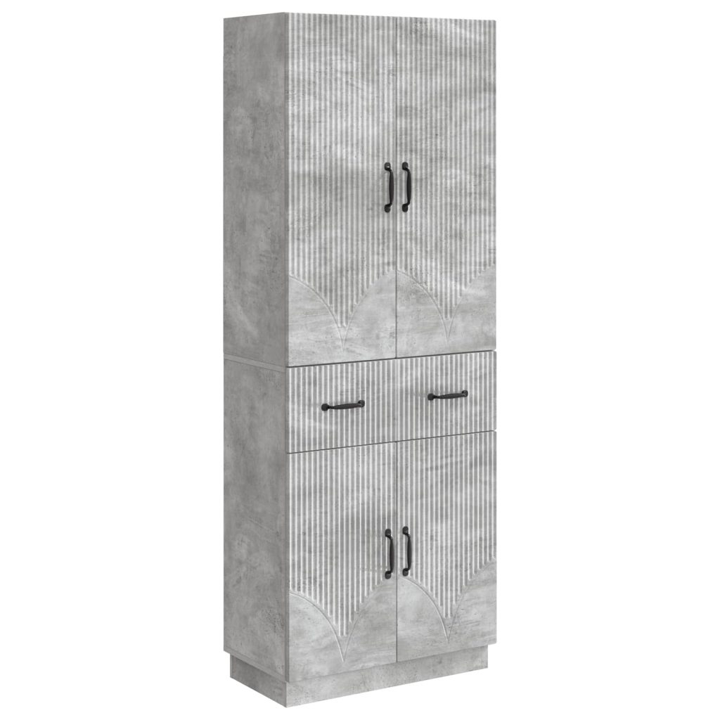 Kaappisarja 2 pcs Betoninharmaa Tekninen puu