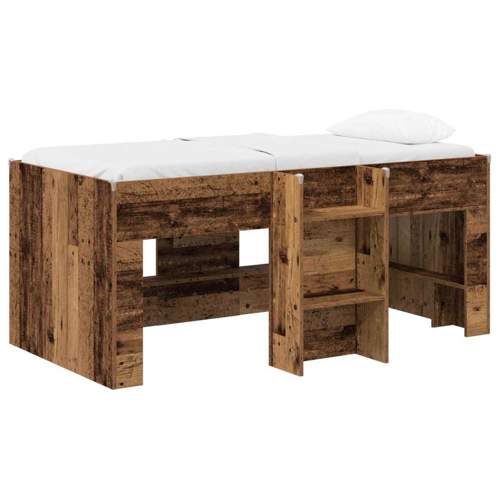 Lasten korkea sänkykehys 2 pcs Vanha puu 163 x 101,1 x 68,5 cm