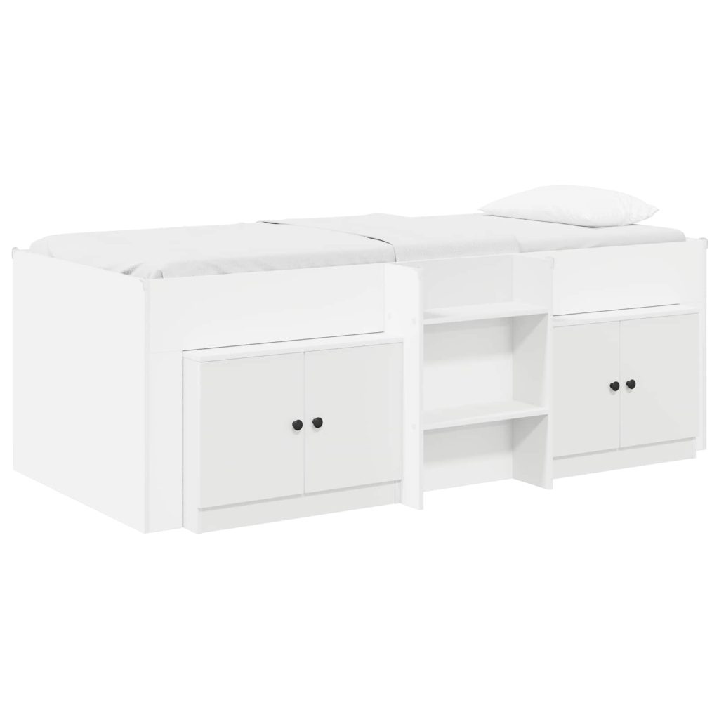 Loft-sängyn kehys kaapilla ovella 3 pcs valkoinen Tekninen puu