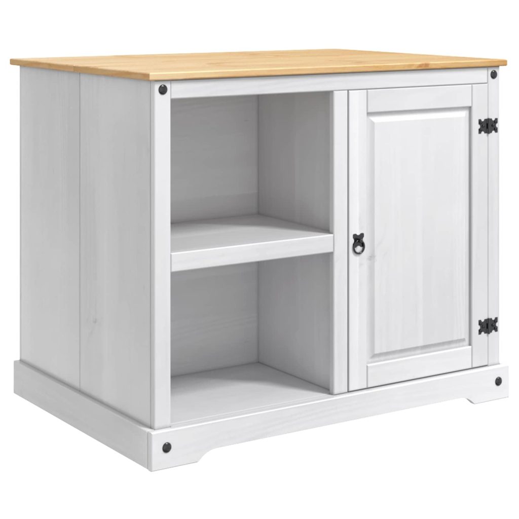 Keittiövaunu 2 pcs Valkoinen ja hunajavaha 112 x 77 x 91,5 cm