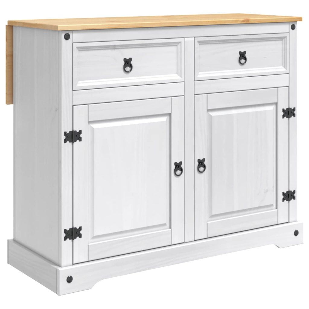 Keittiövaunu 2 pcs Valkoinen ja hunajavaha 112 x 70 x 91,5 cm