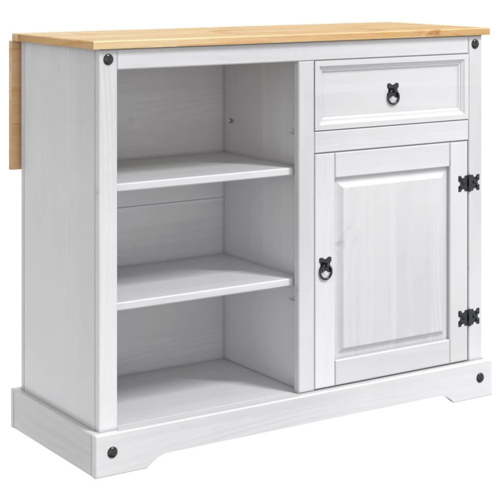 Keittiövaunu 2 pcs Valkoinen ja hunajavaha 112 x 70 x 91,5 cm