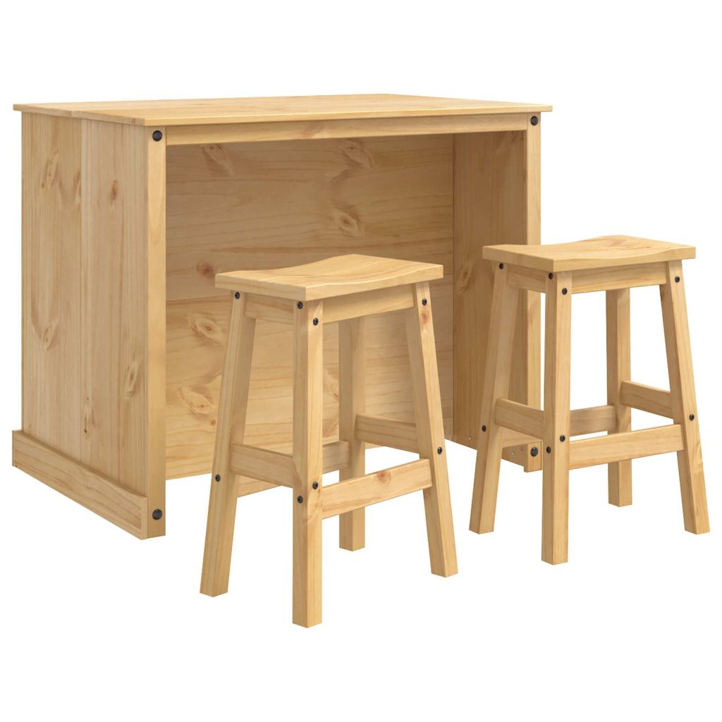 Keittiösaari Setti hyllyllä 3 pcs Hunajavaha Massiivipine