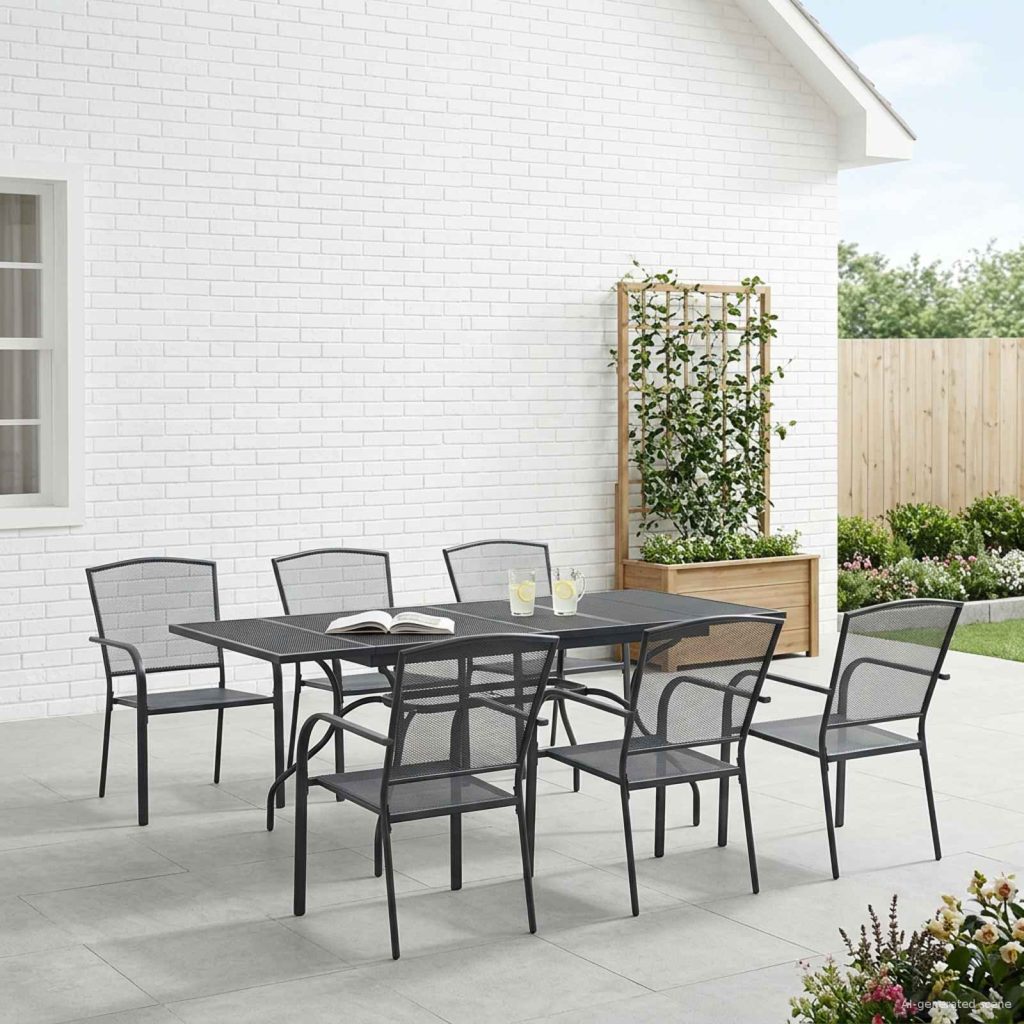 Piharuokailu setti 7 pcs Antrasiitti 212 x 90 x 76 cm