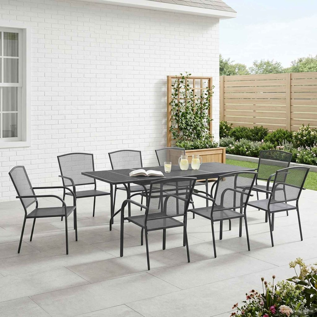 Piharuokailu setti 9 pcs Antrasiitti 212 x 90 x 76 cm