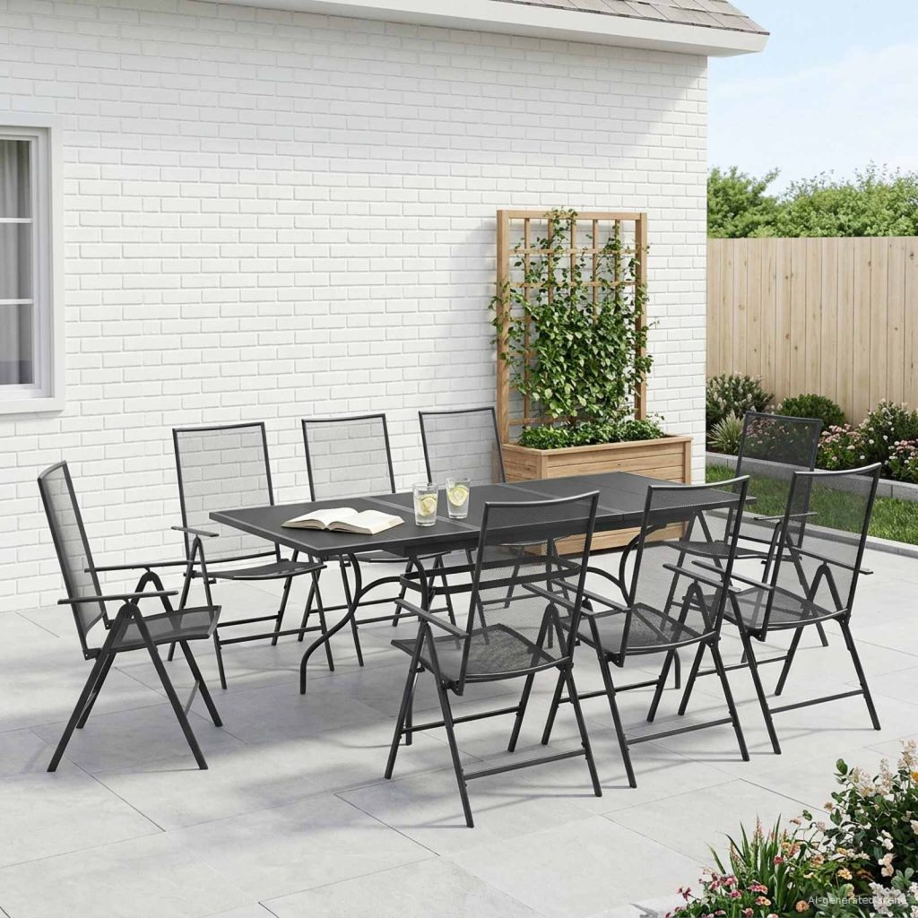 Piharuokailu setti 9 pcs Antrasiitti 212 x 90 x 76 cm