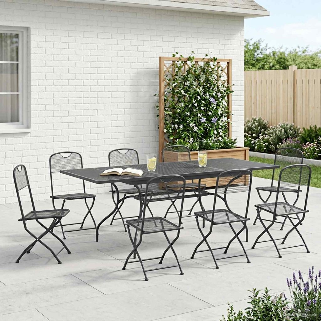 Piharuokailu setti 9 pcs Antrasiitti 212 x 90 x 76 cm