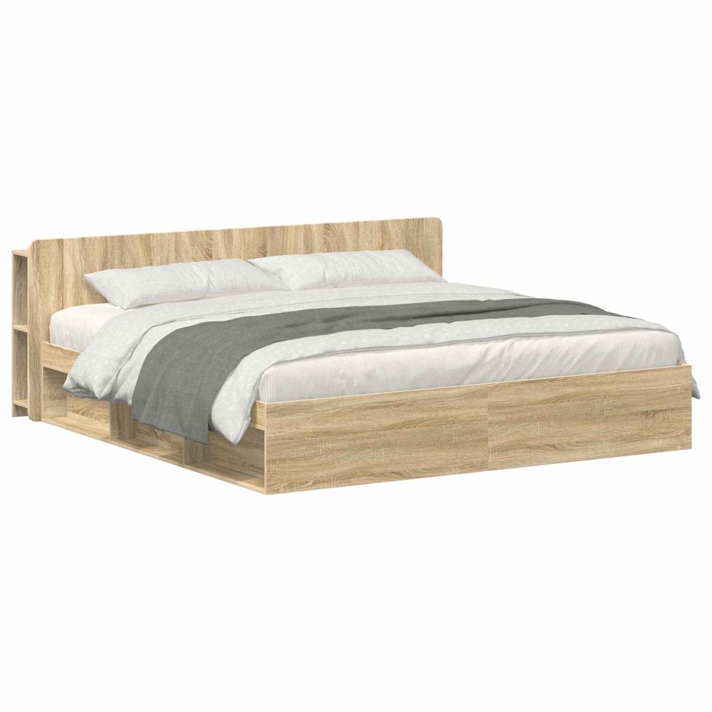 Sänkykehys varastolla päätyllä Sonoma-tammi 6FT Super King Size