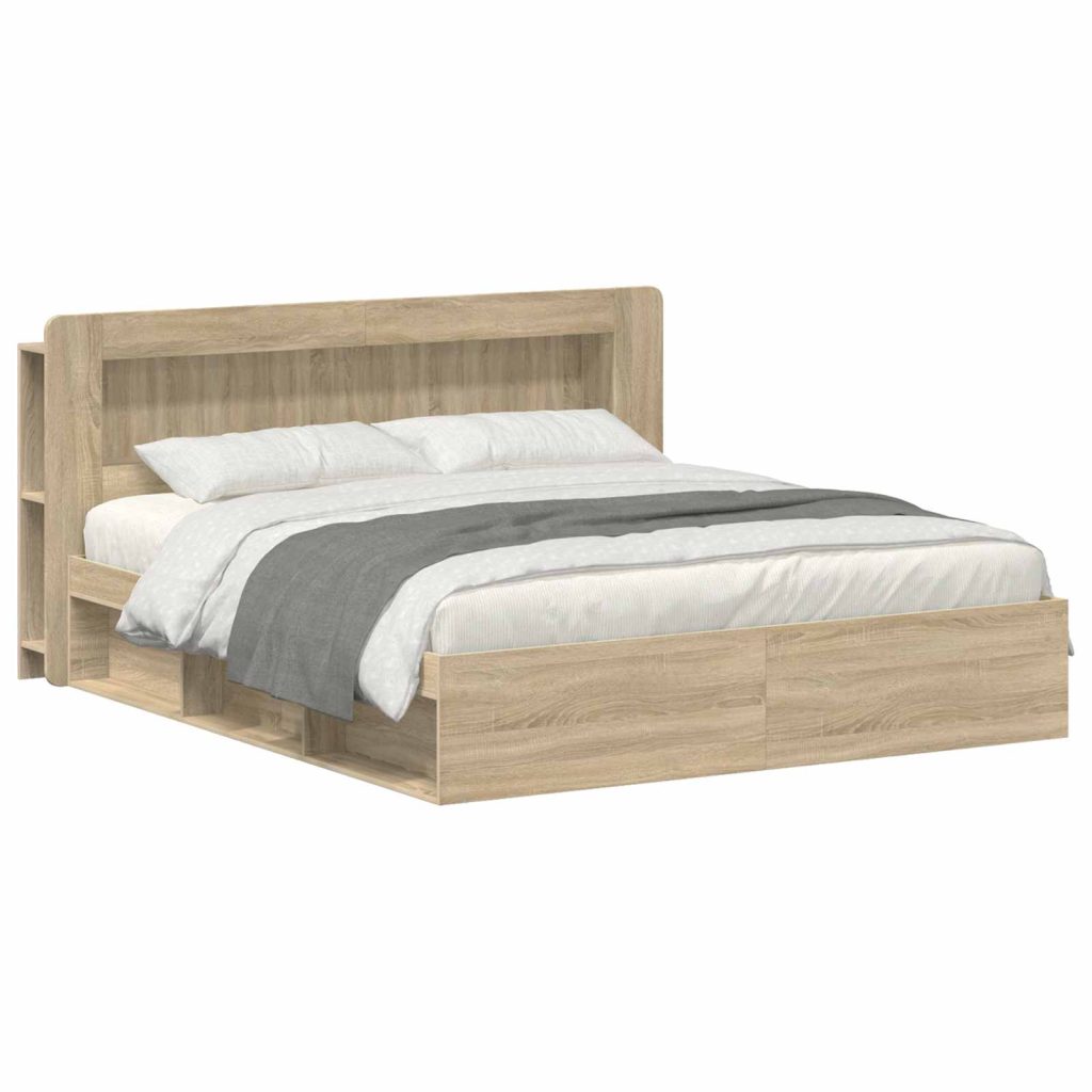 Sänkykehys varastolla päätyllä Sonoma-tammi 6FT Super King Size