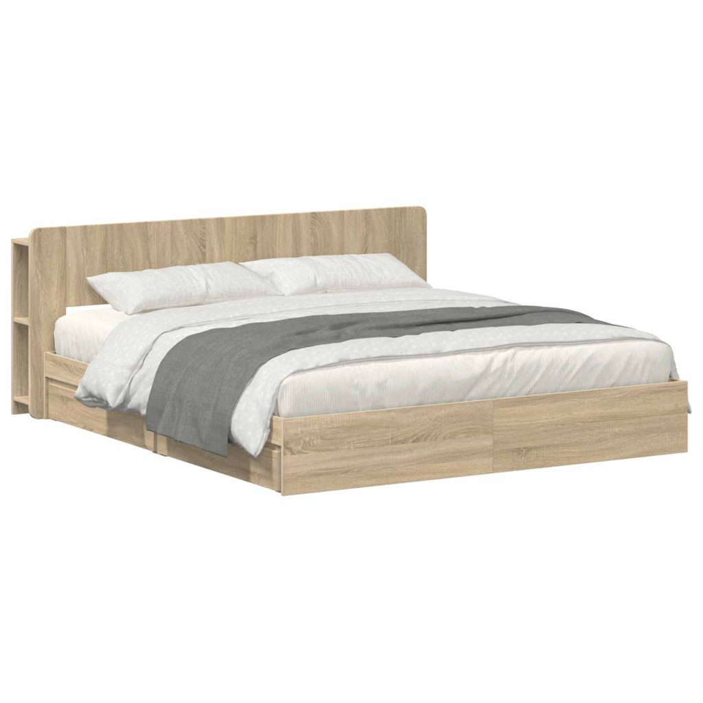 Sänkykehys varastolla päätyllä Sonoma-tammi 6FT Super King Size
