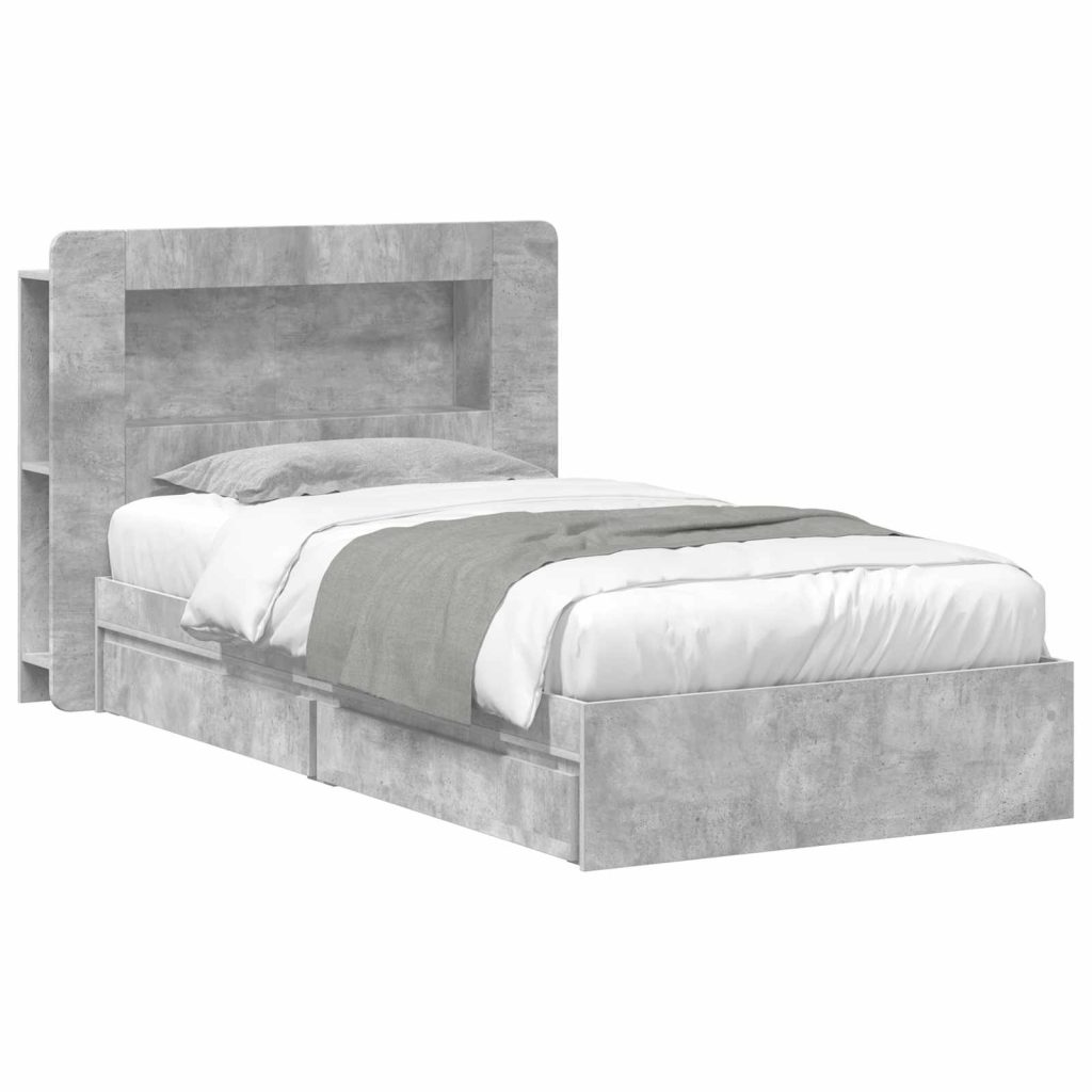 Sänkykehys varastolla Betoninharmaa 100 x 200 cm Tekninen puu