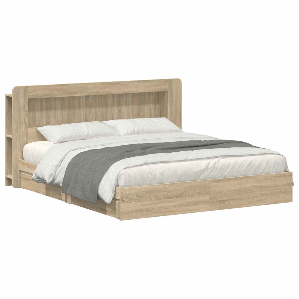 Sänkykehys varastolla päätyllä Sonoma-tammi 6FT Super King Size