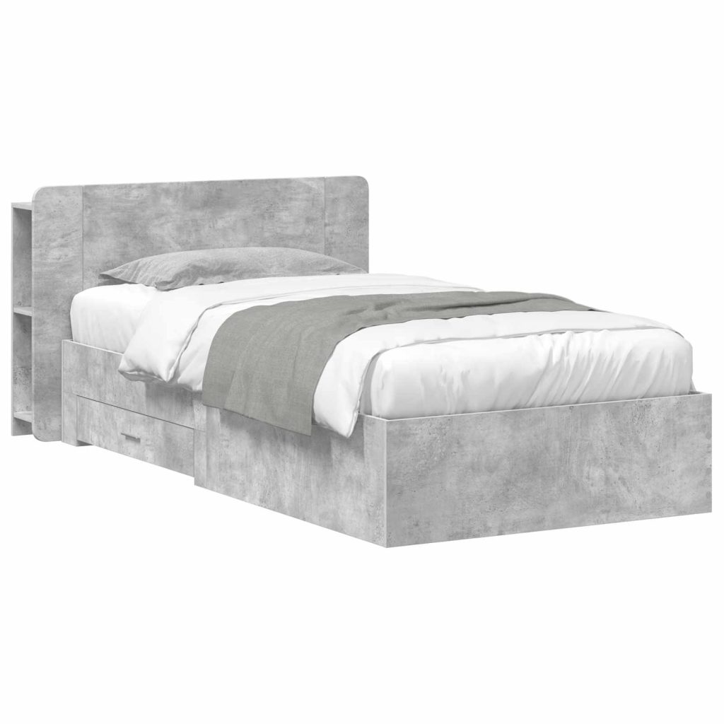 Sänkykehys varastolla päätyllä Betoninharmaa 2FT6 Small Single
