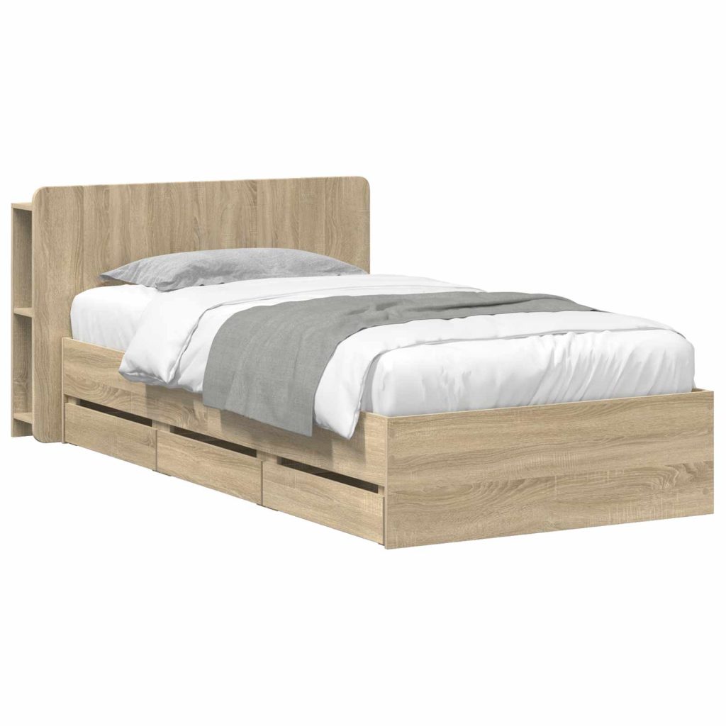 Sänkykehys varastolla päätyllä Sonoma-tammi 2FT6 Small Single