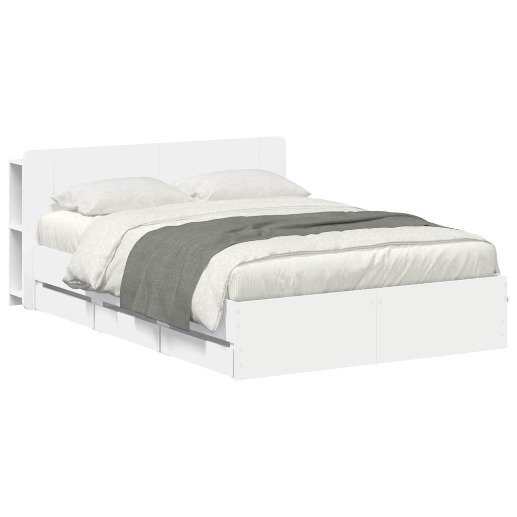 Sänkykehys varastolla valkoinen 5FT King Size Tekninen puu