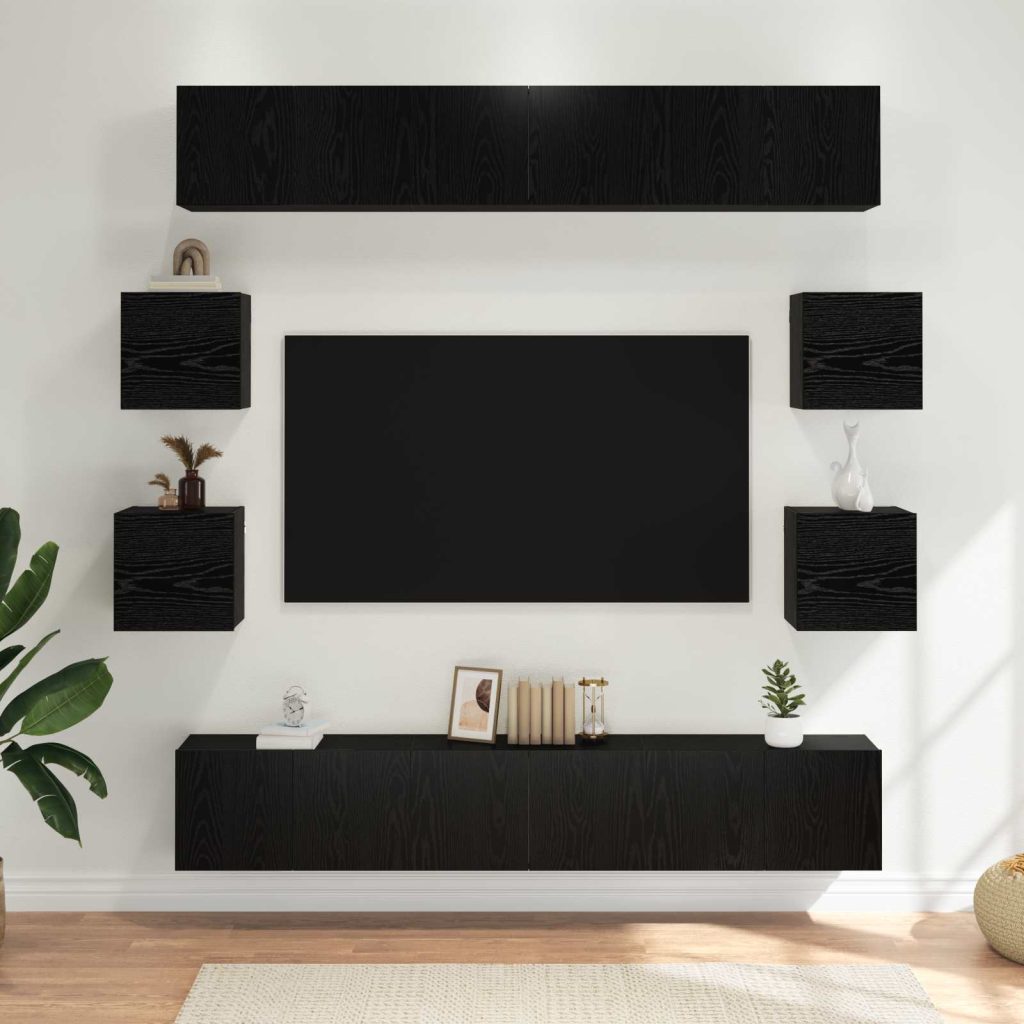 TV-tasosetti 10 pcs 180 x 30 x 30 cm Musta tammi Tekninen puu