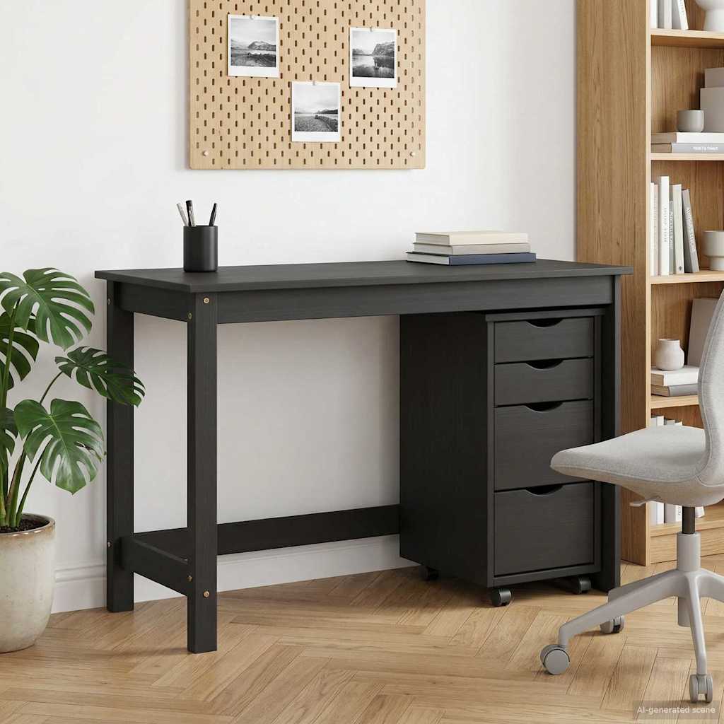 Työpöytä ja rullakaappi-setti MOSS 2 pcs Musta