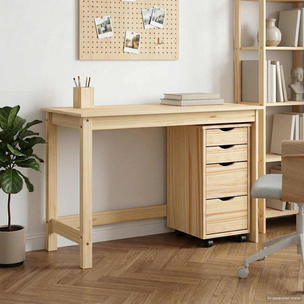 Työpöytä ja rullakaappi-setti MOSS 2 pcs Ruskea