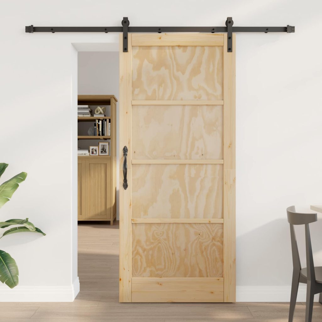 Liukuovi Luonnollinen ja musta 86 x 198,5 cm Täysi mänty
