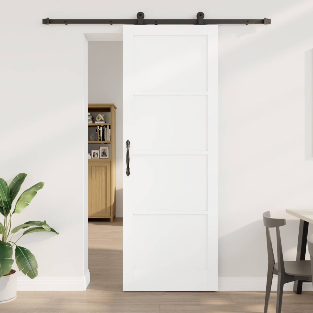 Liukuovi Valkoinen ja musta 83 x 232 cm Täysi mänty