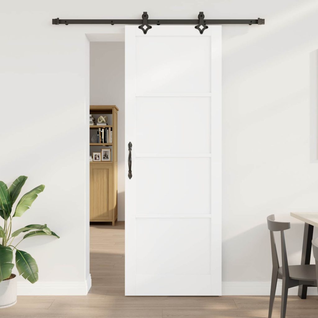 Liukuovi Valkoinen ja musta 83 x 232 cm Täysi mänty