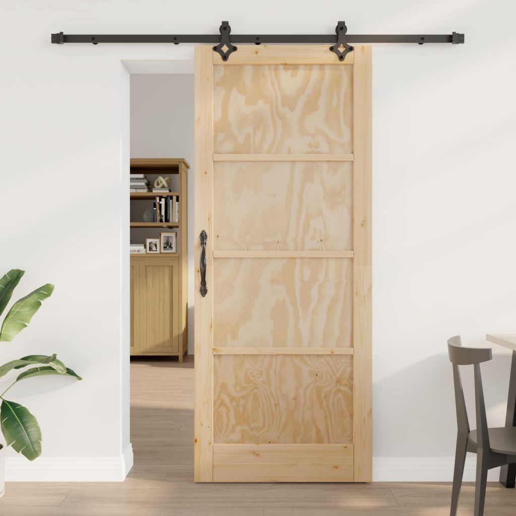Liukuovi Luonnollinen ja musta 86 x 211 cm Täysi mänty