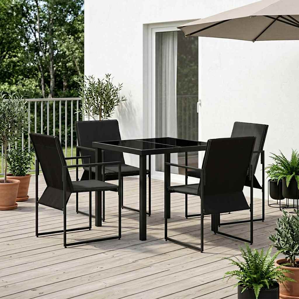 Piharuokailu setti 5 pcs Musta ja antrasiitti 80 x 80 x 73 cm