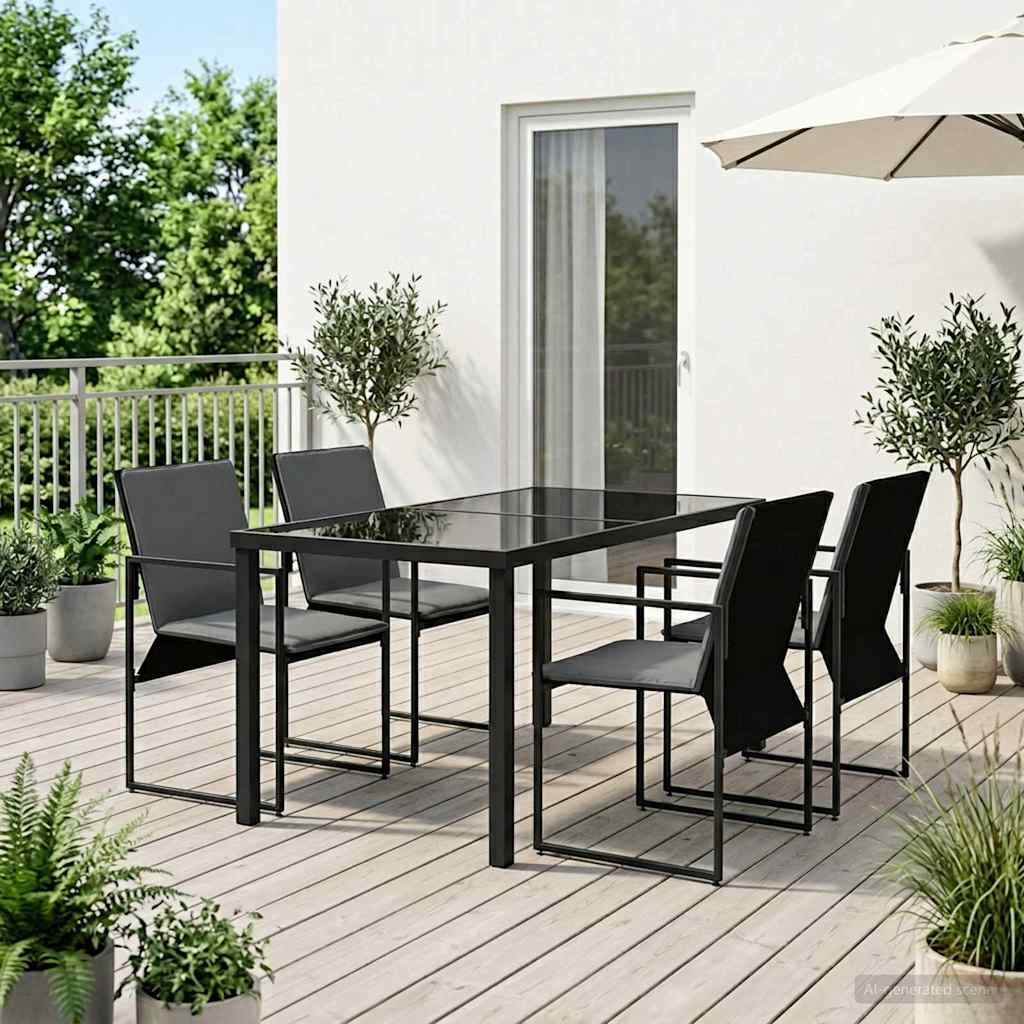 Piharuokailu setti 5 pcs Musta ja antrasiitti 140 x 70 x 73 cm