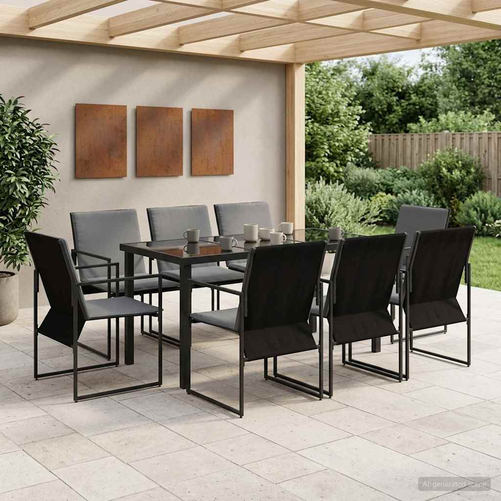 Piharuokailu setti 9 pcs Musta ja antrasiitti 160 x 80 x 73 cm