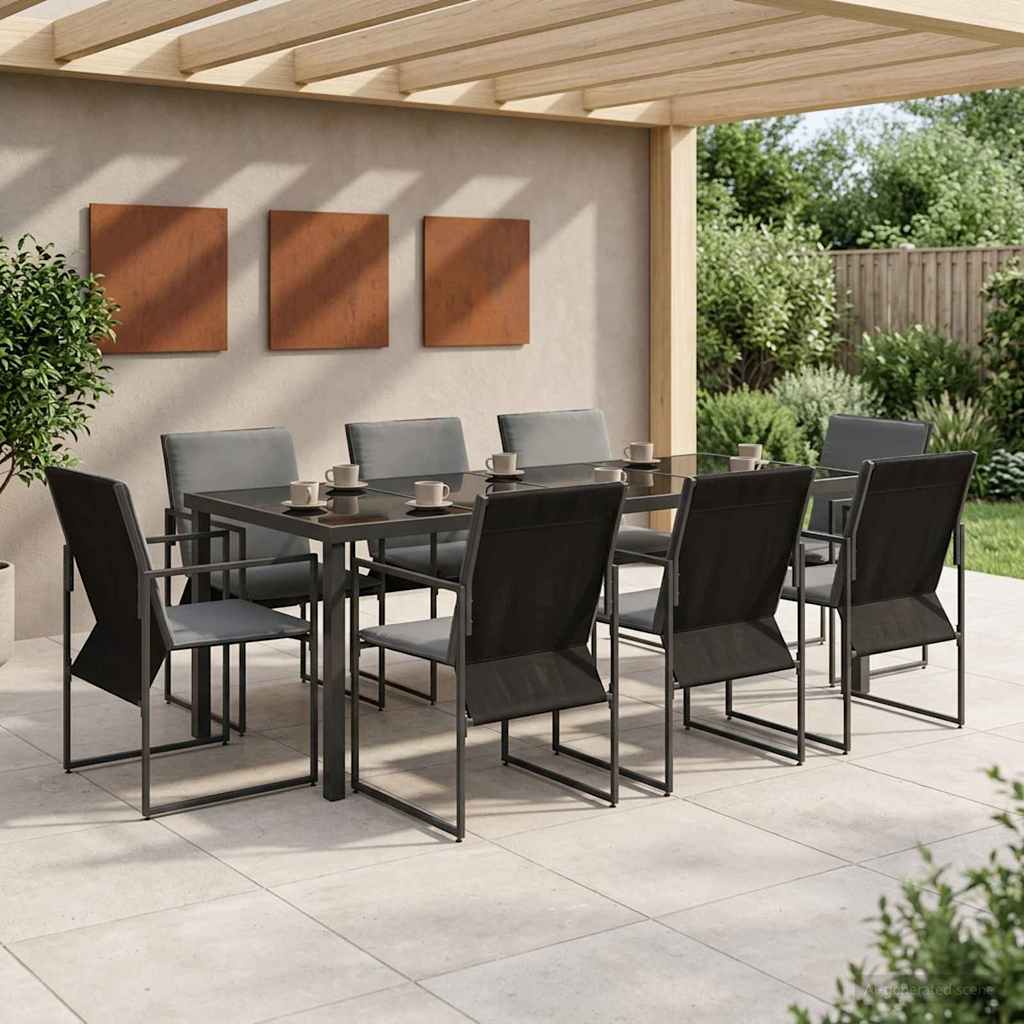 Piharuokailu setti 9 pcs Musta ja antrasiitti 200 x 80 x 73 cm