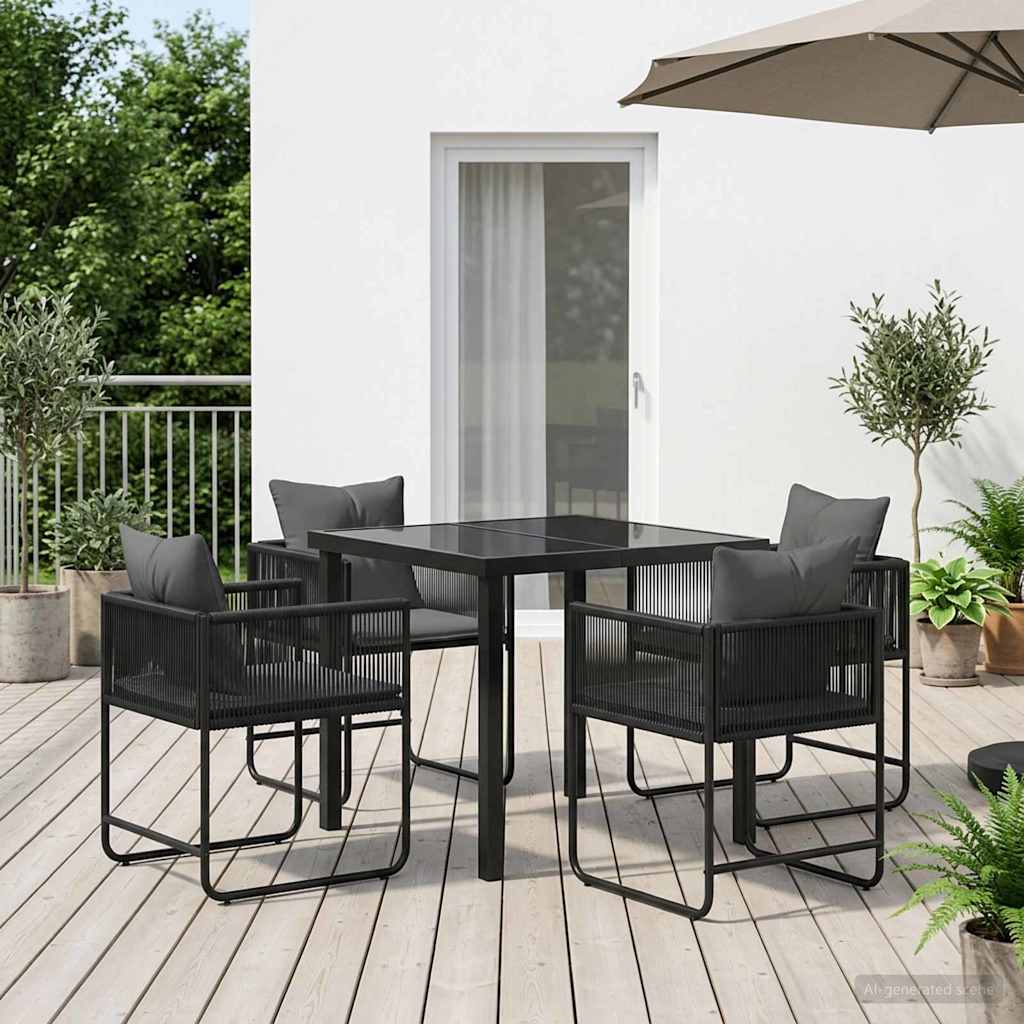 Piharuokailu setti 5 pcs Musta ja antrasiitti 80 x 80 x 73 cm