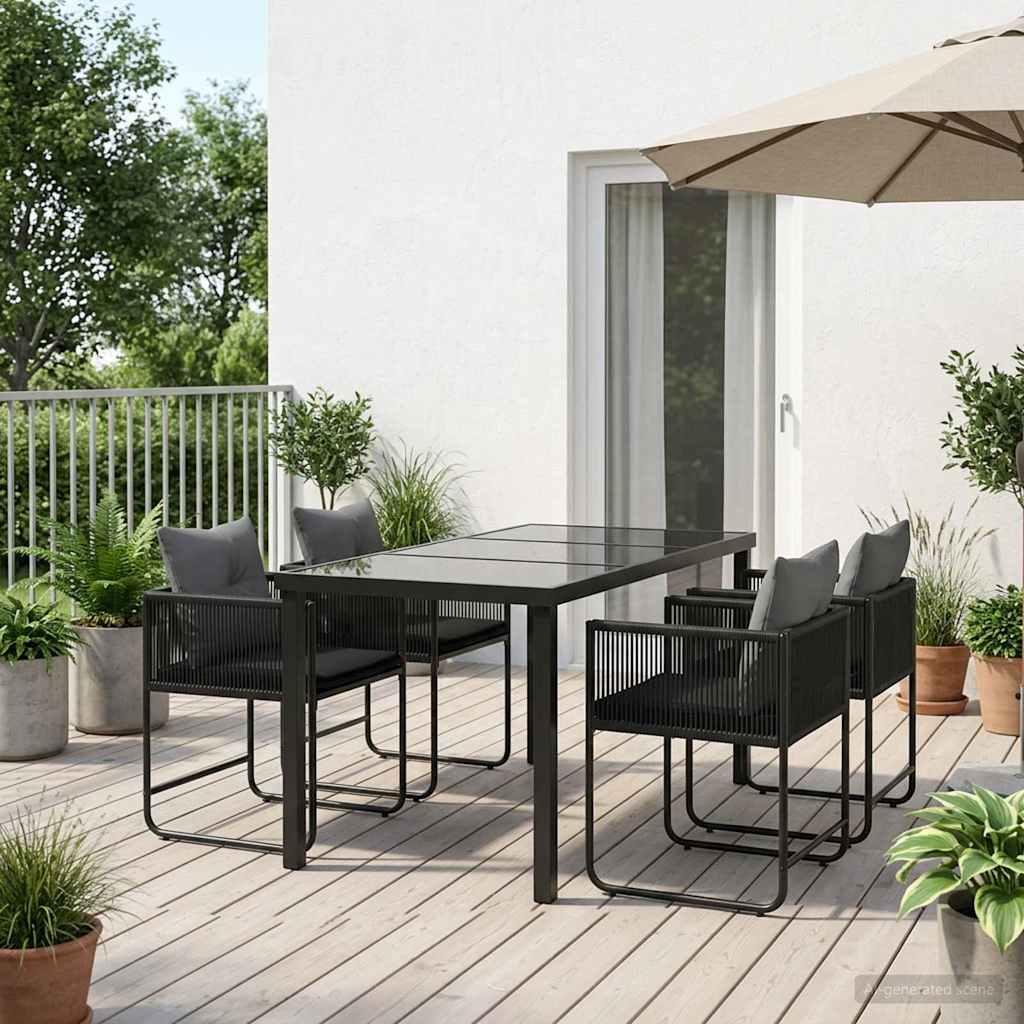 Piharuokailu setti 5 pcs Musta ja antrasiitti 140 x 80 x 73 cm