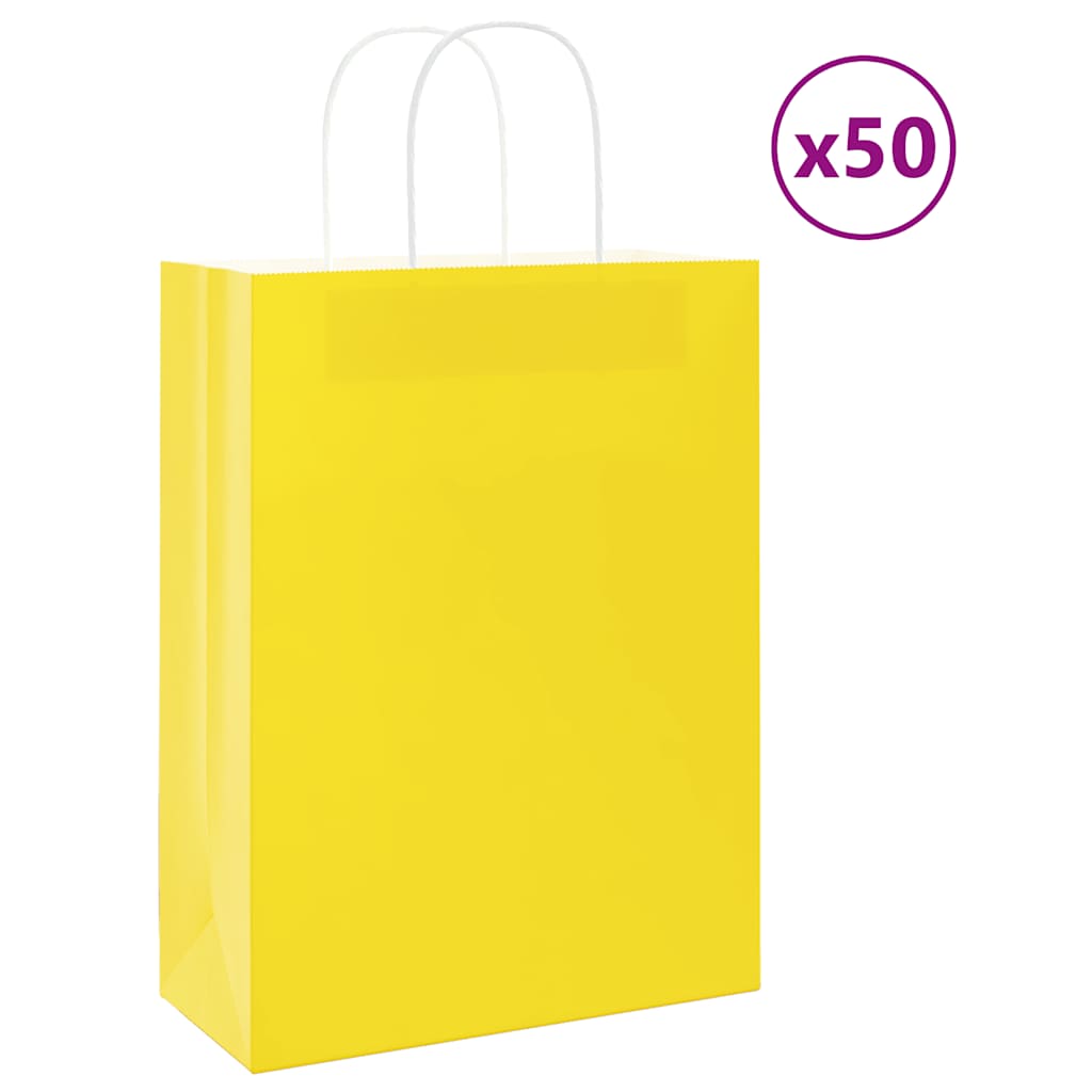 Paperipussit 50 kpl kahvoilla keltainen 26x12x35 cm