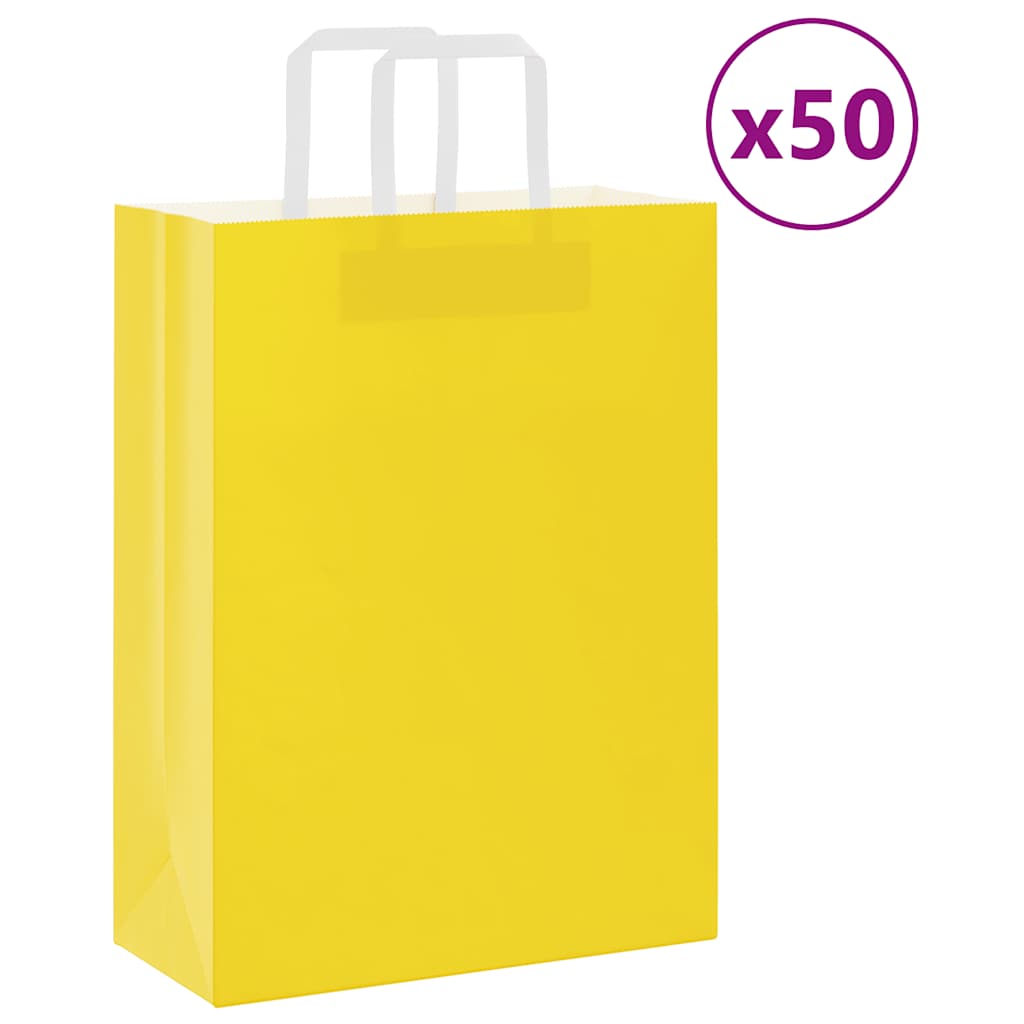 Paperipussit 50 kpl kahvoilla keltainen 26x12x35 cm